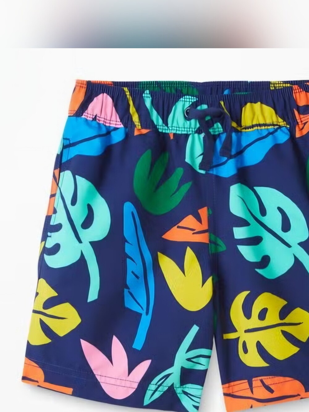 Hanna Andersson Navy Tropical Leaf Swim Shorts - Multicolor- 5T